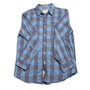 American Eagle Blue and Gray Checkered Button Down Shirt Men’s Medium